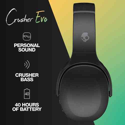 Skullcandy Crusher Evo Wireless Over-Ear Bluetooth Headphones for iPhone and Android with Mic / 40 Hour Battery Life